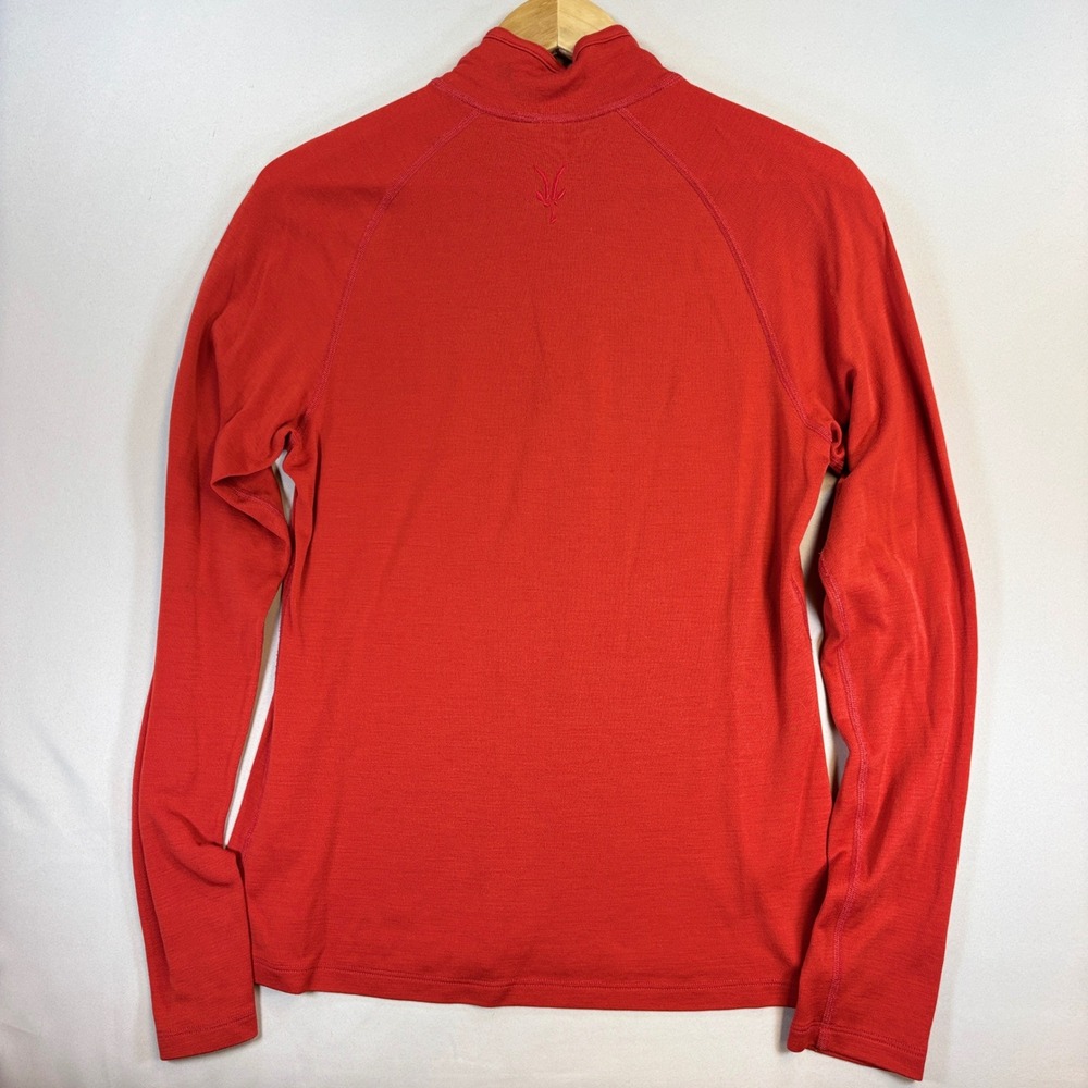 Ibex Womens Large 100% Merino Wool Quarter Zip Red Base Layer Hiking Pullover - Picture 3 of 11